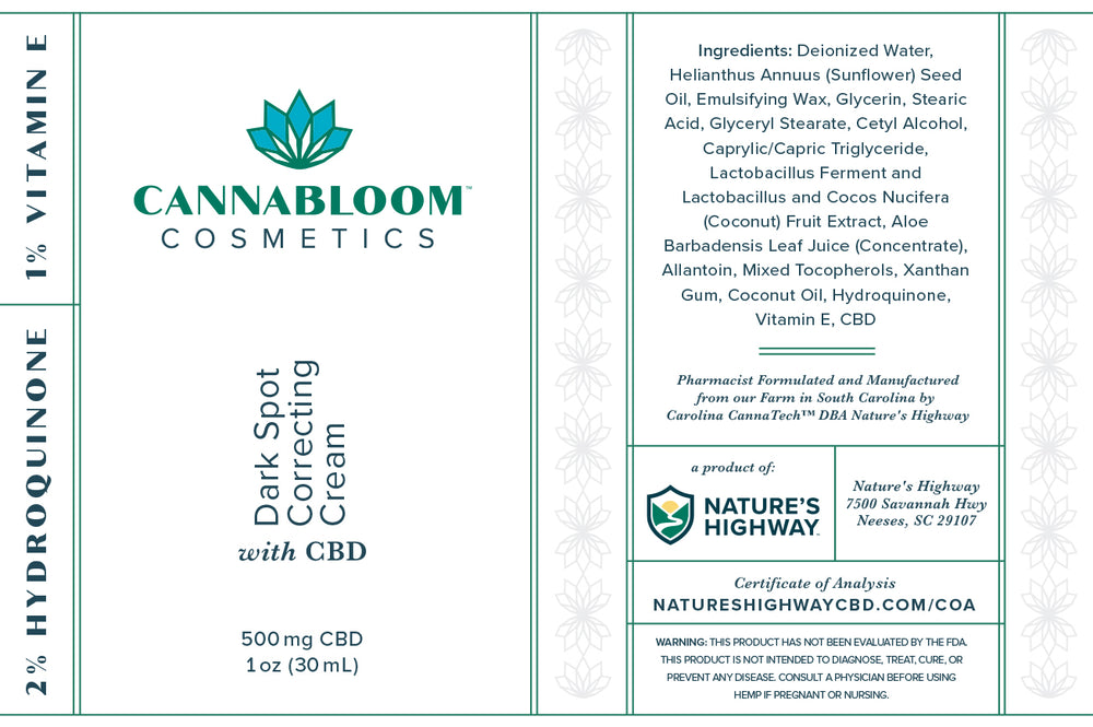 CannaBloom Dark Spot Correcting Cream with Hemp - Natureshighway.shop
